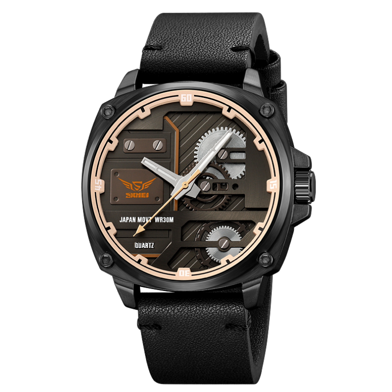 Men's Leather Quartz™ Watch - Olsen & Olsen
