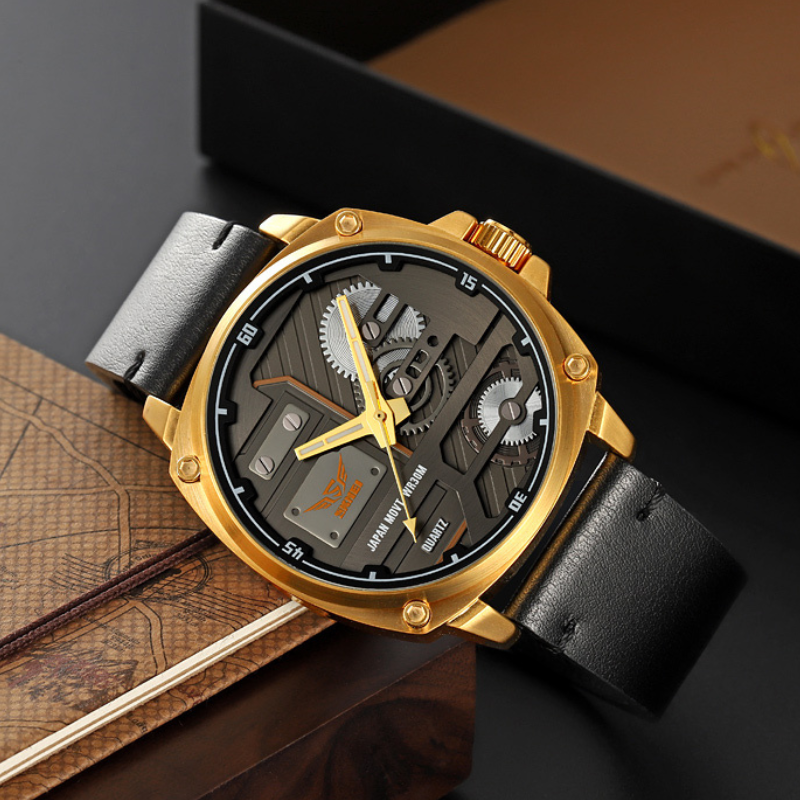 Men's Leather Quartz™ Watch - Olsen & Olsen