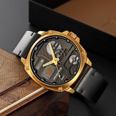 Men's Leather Quartz™ Watch - Olsen & Olsen