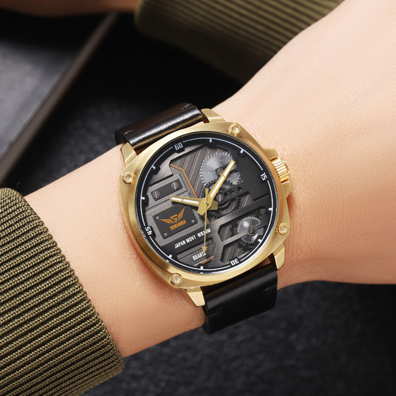 Men's Leather Quartz™ Watch - Olsen & Olsen