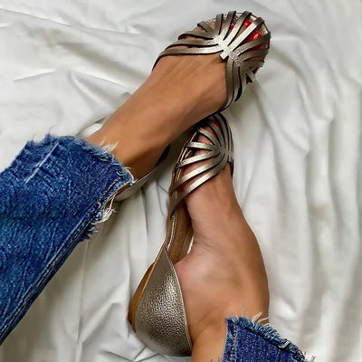 SOFIA | Open-toe perforated ballerinas – Chic and trendy footwear