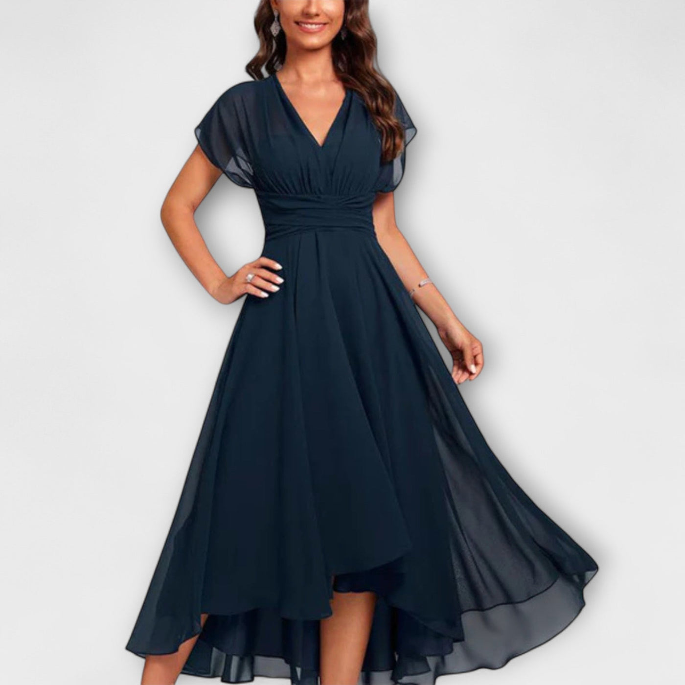 Julita – Flowing Evening Dress with V-Neck