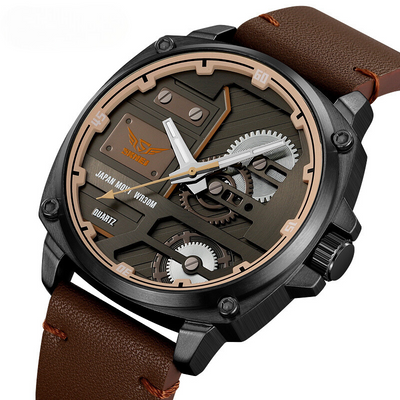 Men's Leather Quartz™ Watch - Olsen & Olsen