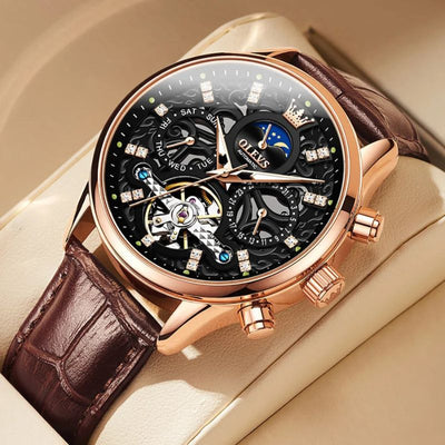 Mechanical Automatic Watch with Leather Strap™ - Olsen & Olsen
