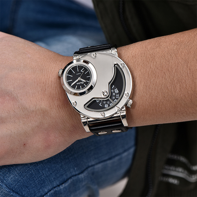 Multi-Time Zone Leather Wristwatch™ - Olsen & Olsen