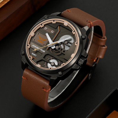 Men's Leather Quartz™ Watch - Olsen & Olsen