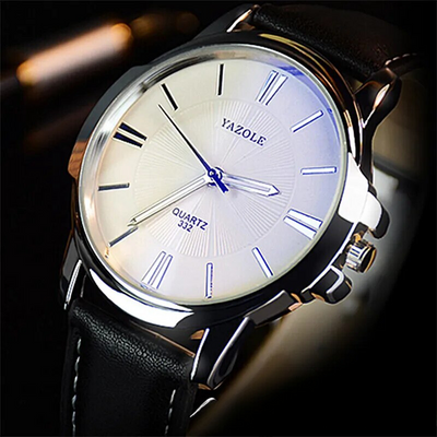 Luxury Blue Glass Leather Watch™ - Olsen & Olsen