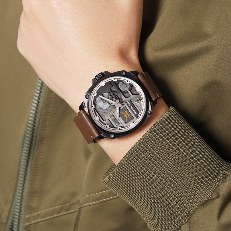 Men's Leather Quartz™ Watch - Olsen & Olsen