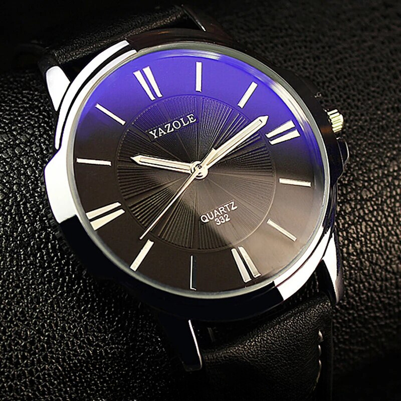 Luxury Blue Glass Leather Watch™ - Olsen & Olsen