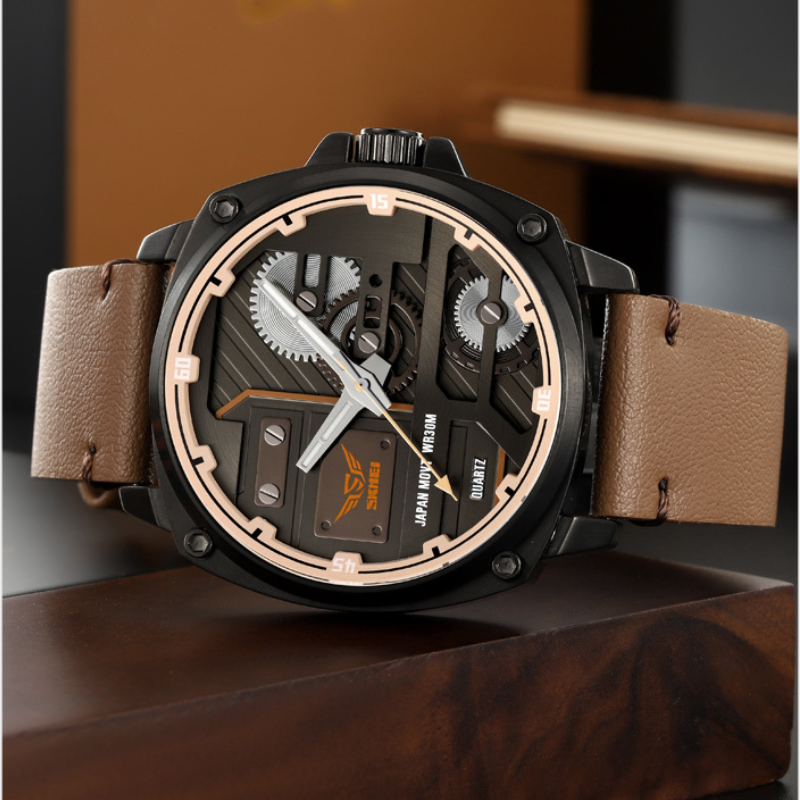 Men's Leather Quartz™ Watch - Olsen & Olsen