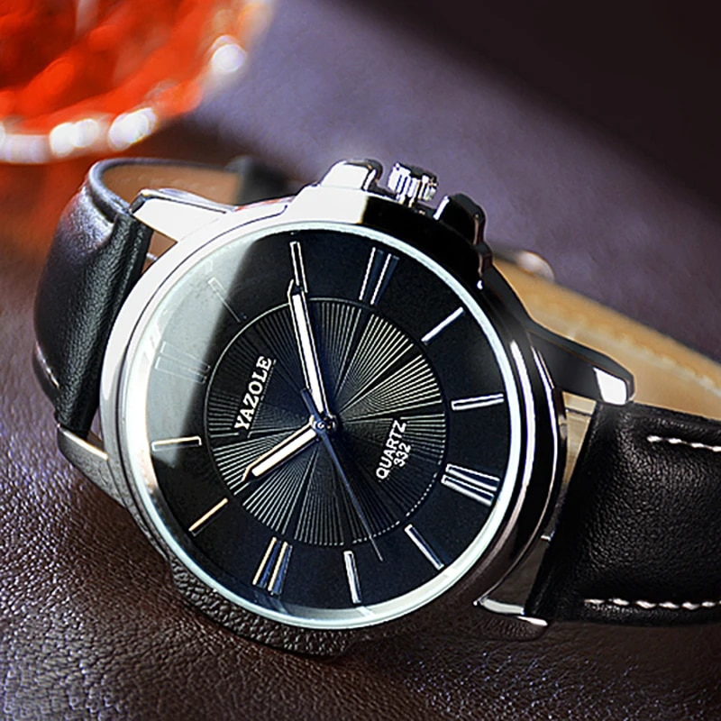 Luxury Blue Glass Leather Watch™ - Olsen & Olsen