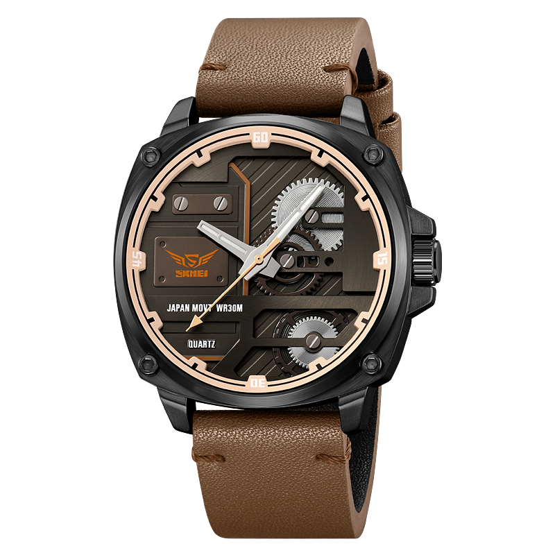 Men's Leather Quartz™ Watch - Olsen & Olsen