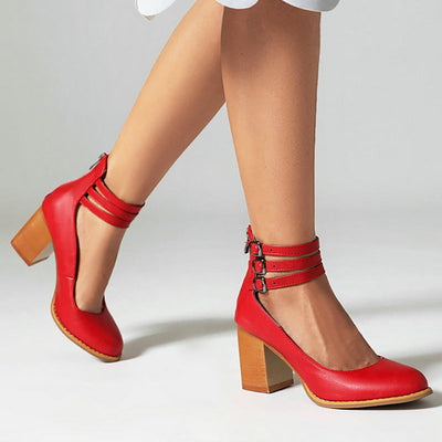Elisa™ | Smooth Sandals with Chunky Heel
