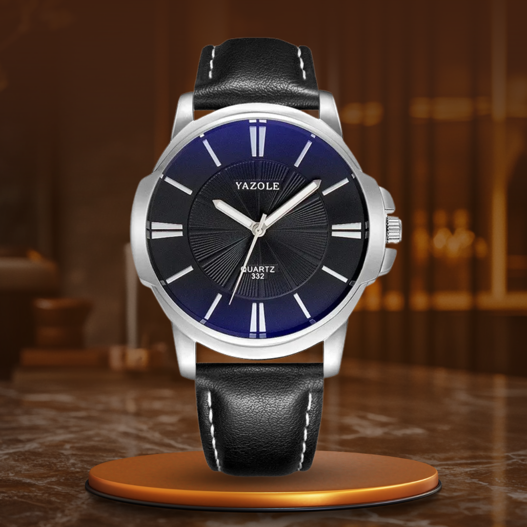 Luxury Blue Glass Leather Watch™ - Olsen & Olsen