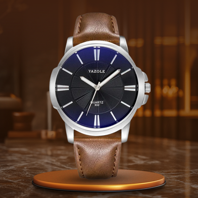 Luxury Blue Glass Leather Watch™ - Olsen & Olsen