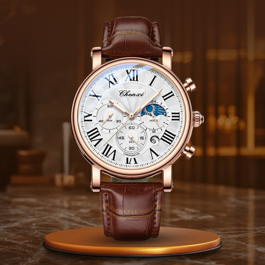 Luxury Leather Strap Quartz Watch™ - Olsen & Olsen