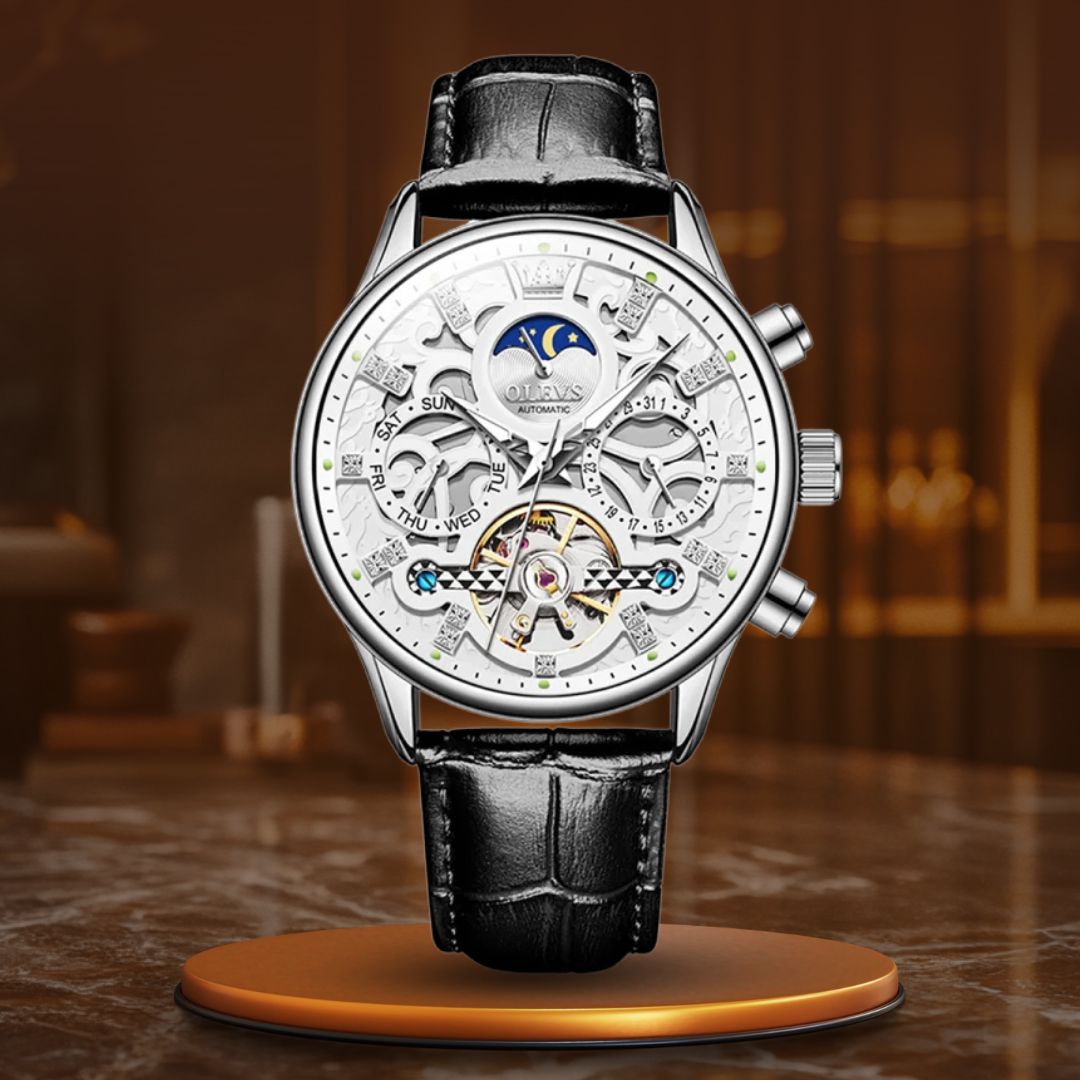 Mechanical Automatic Watch with Leather Strap™ - Olsen & Olsen