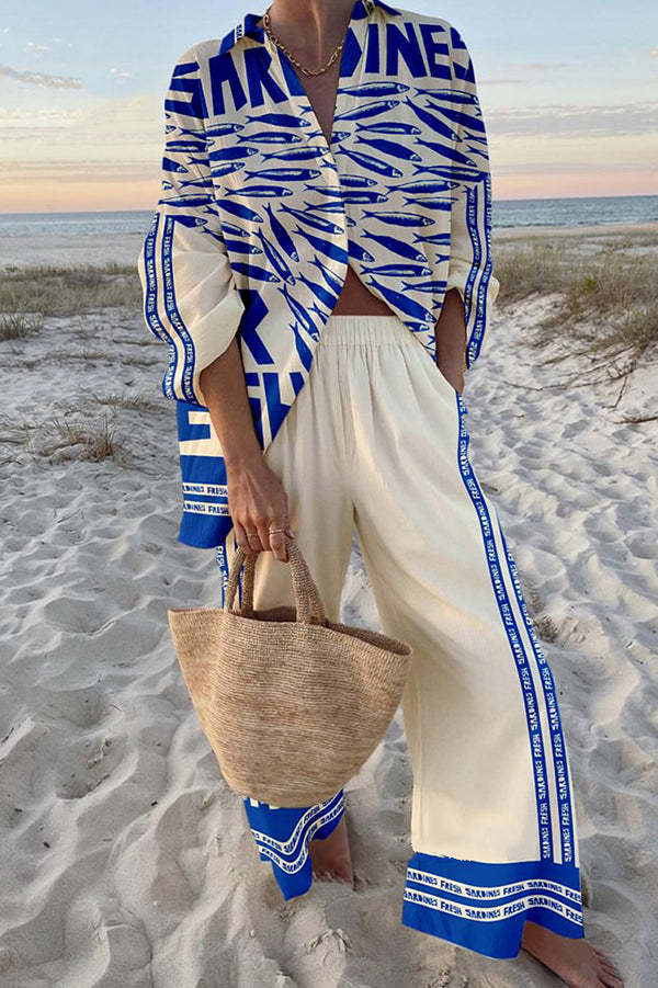 Lia™ | Breezy Blue Sardine-Print Summer Staple