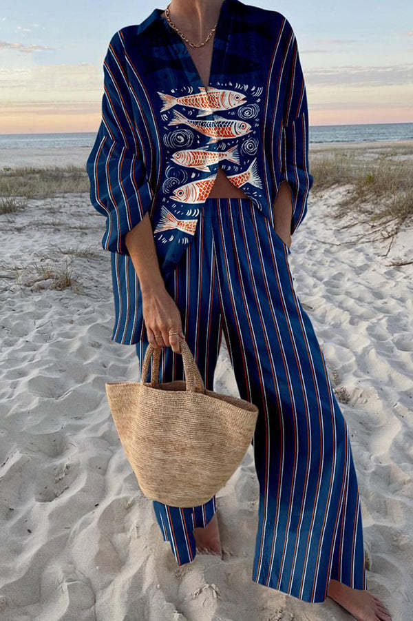 Noemi™ | Breezy Blue Koi Print Dress