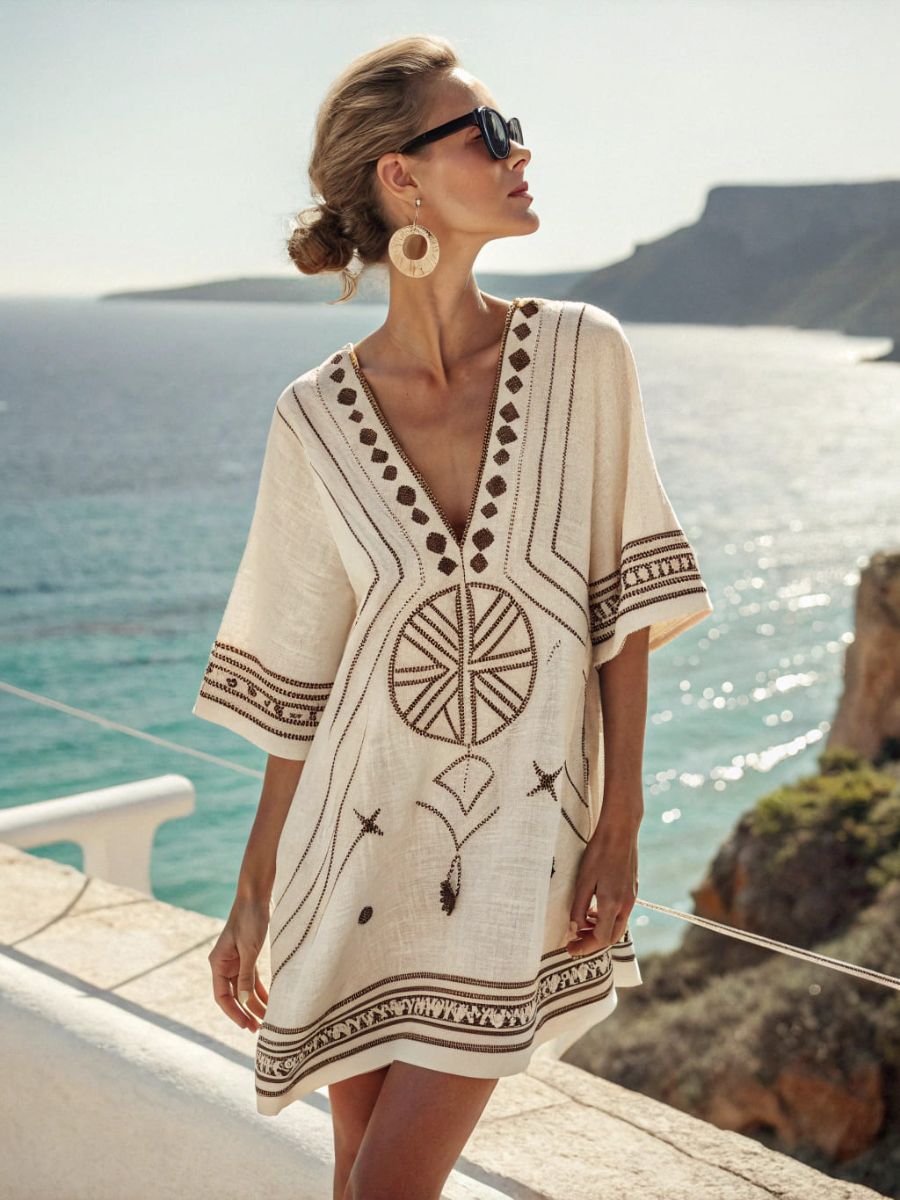 Ethnic Linen Dress