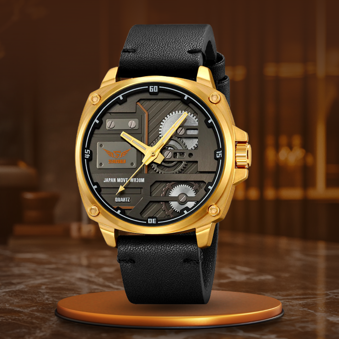 Men's Leather Quartz™ Watch - Olsen & Olsen