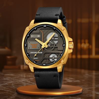 Men's Leather Quartz™ Watch - Olsen & Olsen