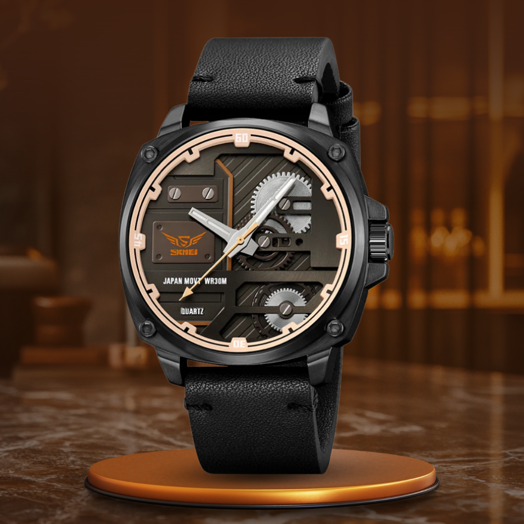 Men's Leather Quartz™ Watch - Olsen & Olsen