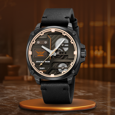 Men's Leather Quartz™ Watch - Olsen & Olsen