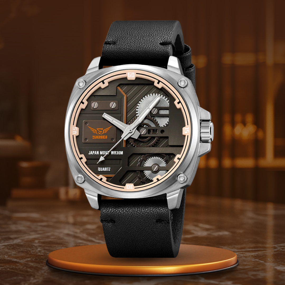 Men's Leather Quartz™ Watch - Olsen & Olsen