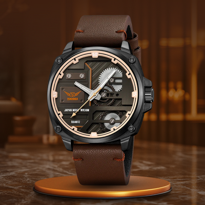 Men's Leather Quartz™ Watch - Olsen & Olsen