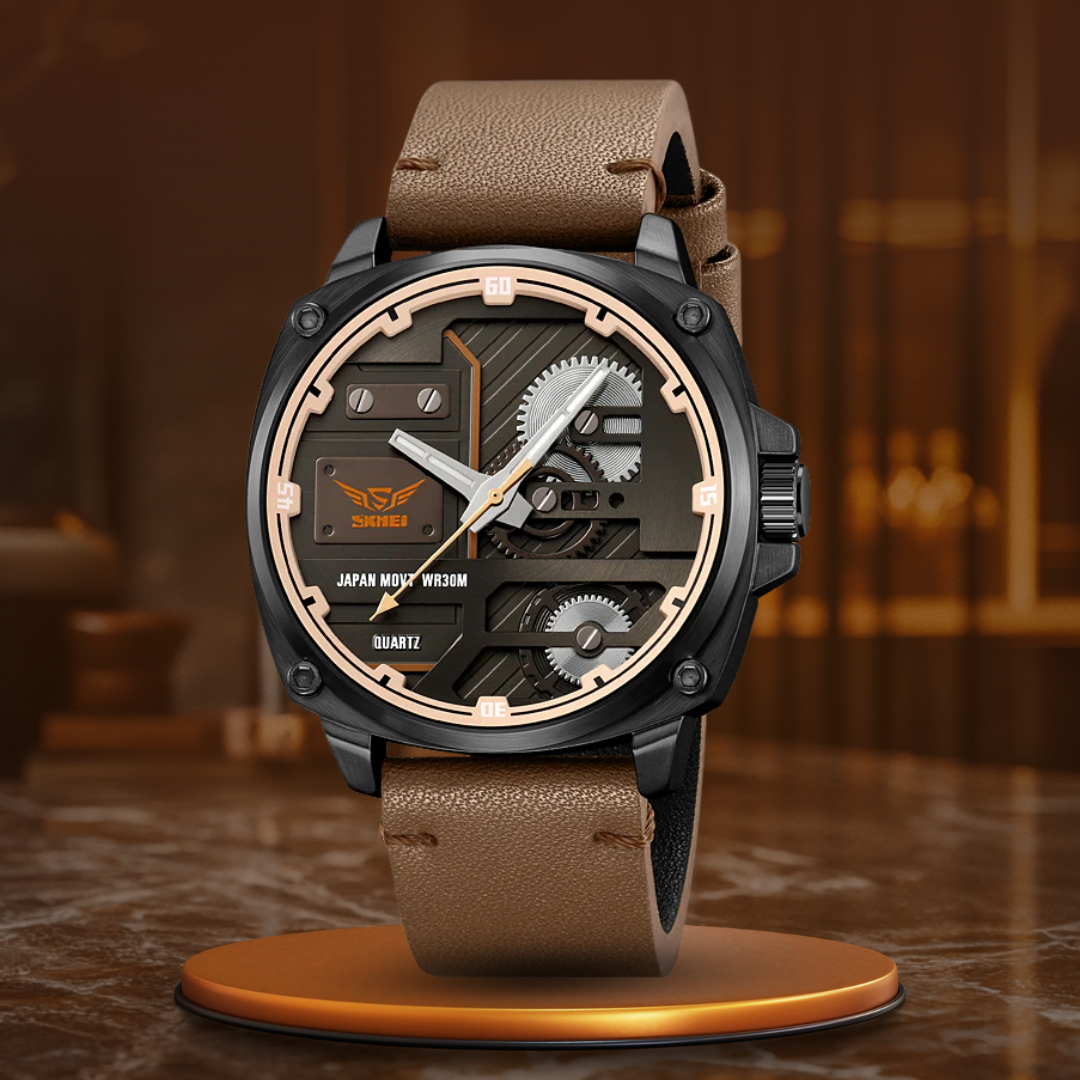 Men's Leather Quartz™ Watch - Olsen & Olsen