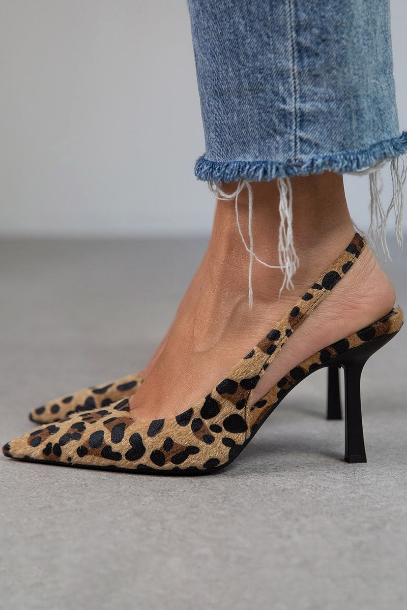 Daria | Khaki Leopard Print Court Shoes